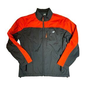 New Balance Mens Softshell Lightweight Spring Jacket M Orange Charcoal Gray Golf